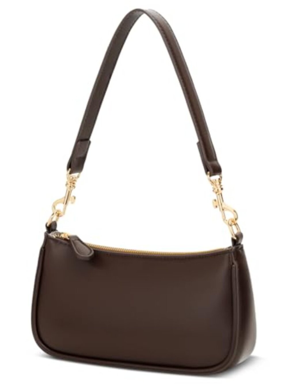 KKXIU Small PU Leather Shoulder Bag with Zipper Closure and Gold Chain Strap